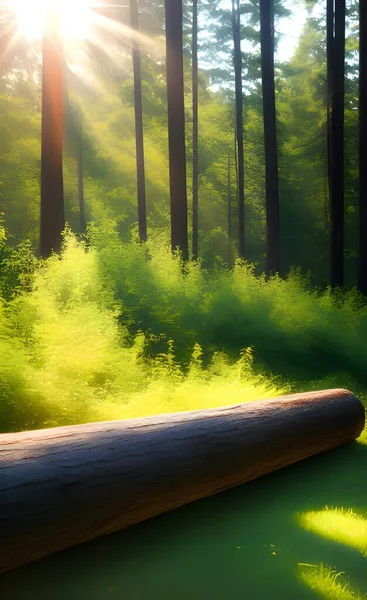 Beautiful Summer Landscape Green Grass Sun Rays — Stock Photo, Image