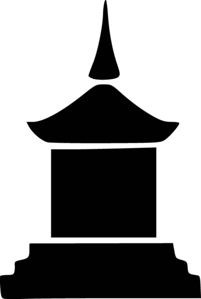 Svart Och Vitt Pagoda Ikon — Stockfoto