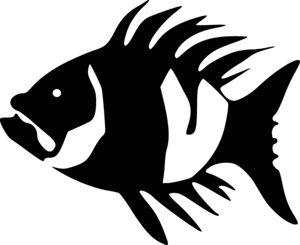 Svart Och Vitt Fisk Ikon — Stockfoto