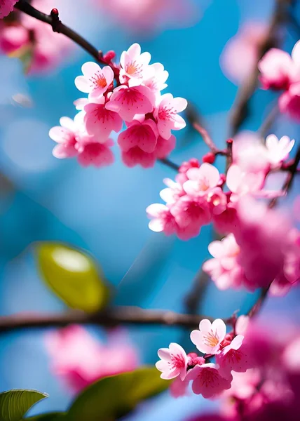 Doğa bahçesinde pembe kiraz çiçeği