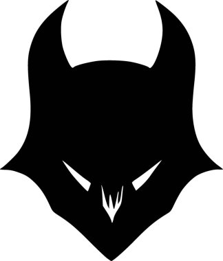 black and white of evil monster icon