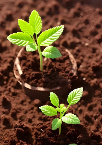 Young Plant Growing Soil — Stock Photo, Image