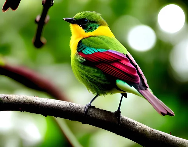 Eine Nahaufnahme Von Einem Schönen Papagei Mit Gelbem Busen Der — Stockfoto