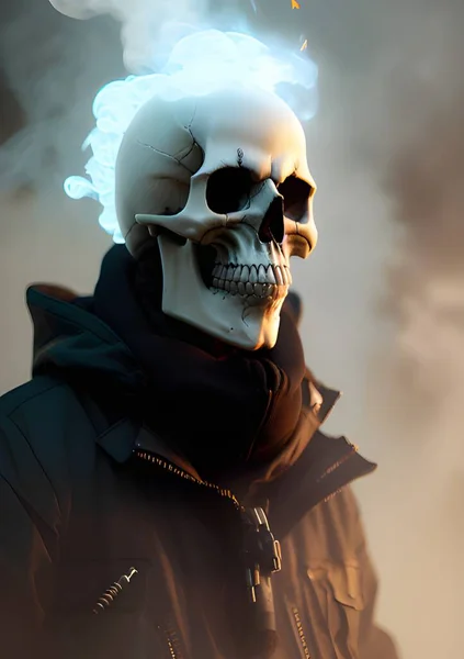 Cráneo Con Esqueleto Fondo —  Fotos de Stock