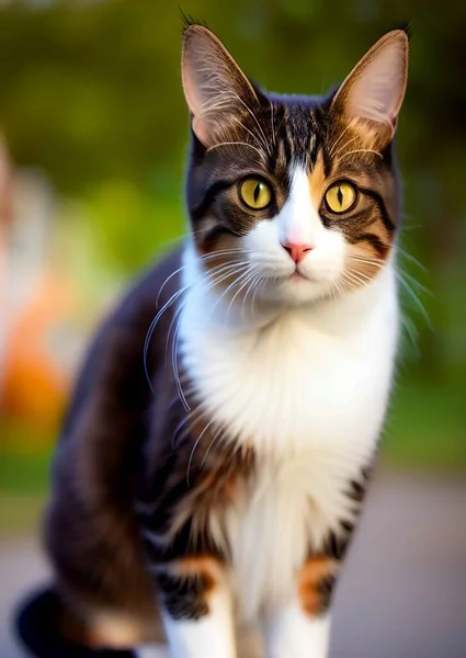 Zblízka Pohled Rozkošný Chlupatý Kočka Venku — Stock fotografie
