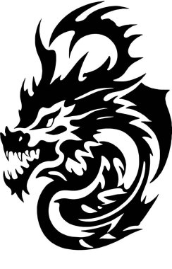 Ejderha canavarının siyah ve beyaz