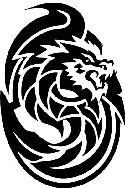 ブラックドラゴンのロゴイラストタトゥースタイル — ストック写真