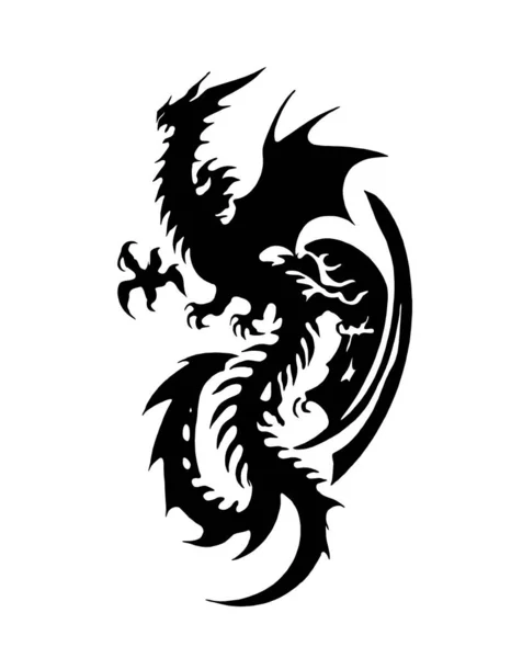 Black White Dragon Silhouette — Stock Photo, Image
