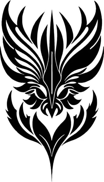 Czarno Biała Ilustracja Tatuażu Skrzydłami Ptakiem — Zdjęcie stockowe