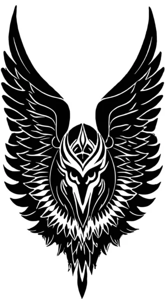 Черно Белая Иллюстрация Орла Крыльями — стоковое фото