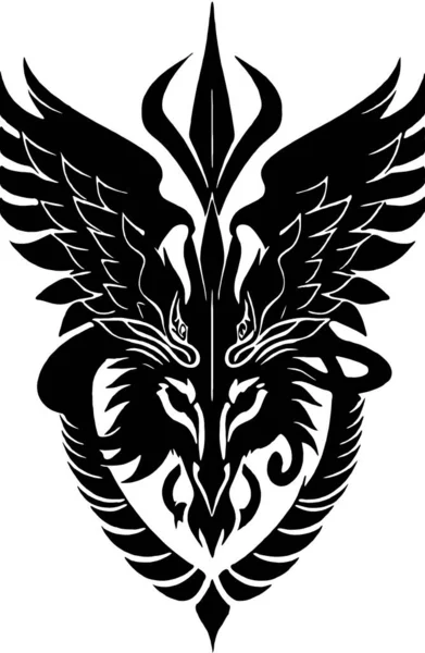 Черно Белая Иллюстрация Татуировки Крыльями Птицей — стоковое фото