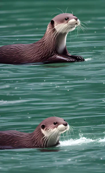 Close Van Een Prachtige Otter Aan Zee — Stockfoto