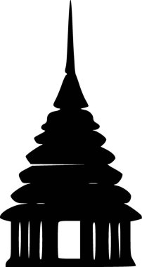 black and white of temple icon