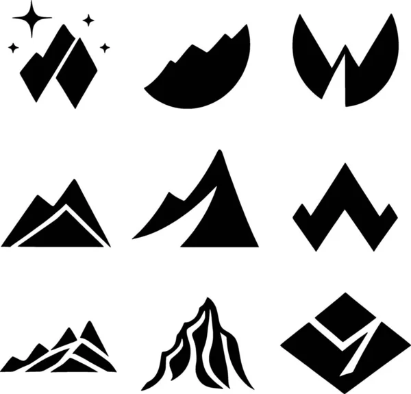 Conjunto Ícones Montanhas Ilustração — Fotografia de Stock