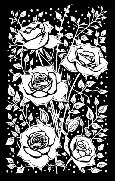 Illustration Noir Blanc Beau Fond Floral — Photo
