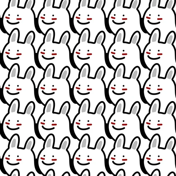 可爱兔子卡通画无缝图案 — 图库照片