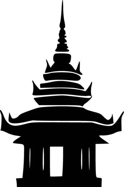 Siluett Vit Pagoda — Stockfoto