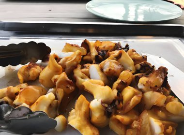 Lezzetli Asya yemeklerinin yakın görüntüsü