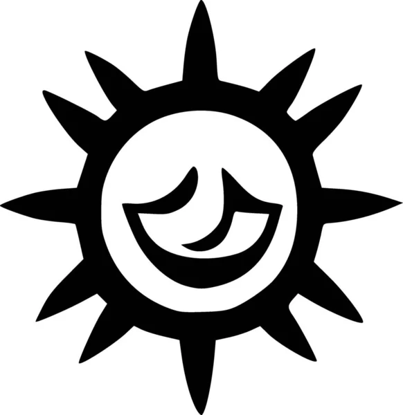 Μαύρο Και Άσπρο Της Απεικόνισης Εικονίδιο Του Ήλιου — Φωτογραφία Αρχείου