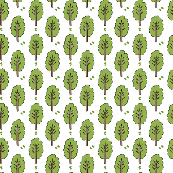 Nahtloses Muster Mit Handgezeichneten Bäumen Illustration — Stockfoto