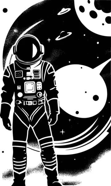 Blanco Negro Del Astronauta —  Fotos de Stock