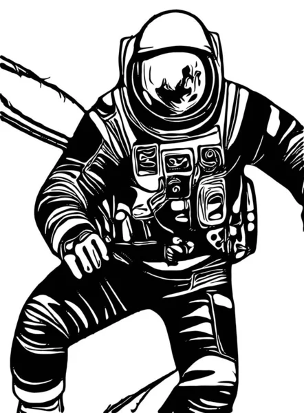 Astronaut Zwart Wit Illustratie — Stockfoto