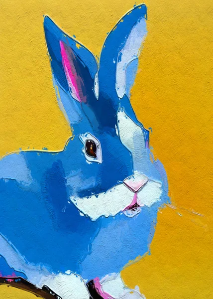 Ilustración Lindo Conejo Con Una Pluma —  Fotos de Stock