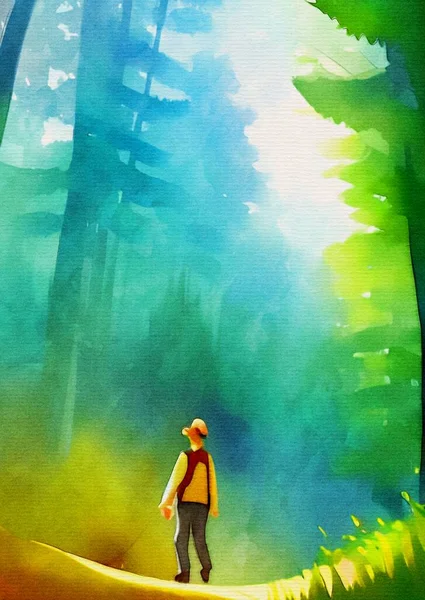 Ручний Малюнок Ілюстрація Чоловіка Лісі — стокове фото