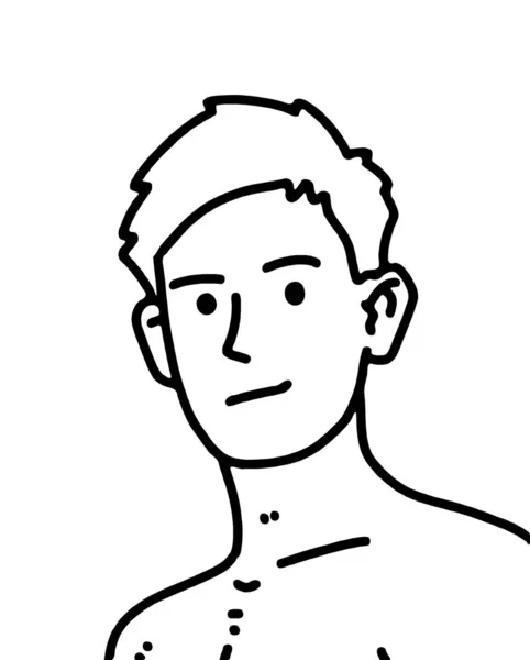 Ung Man Ansikte Ikon Kontur Pojke Med Frisyr Illustration — Stockfoto