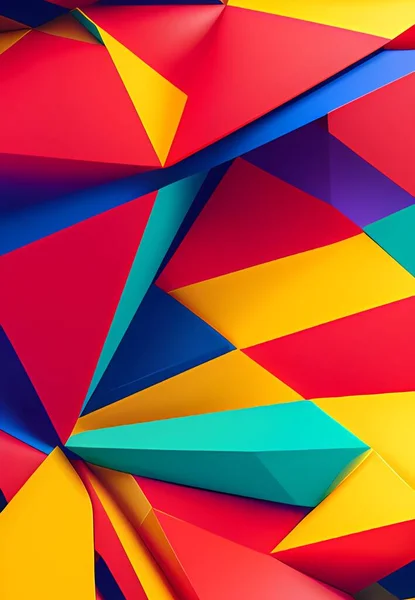 multicolored triangles on the wall. 3d illustration