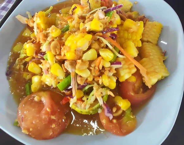 Close Uitzicht Heerlijk Aziatisch Eten Papaya Salade — Stockfoto