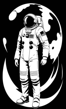 Uzayda astronot, illüstrasyon