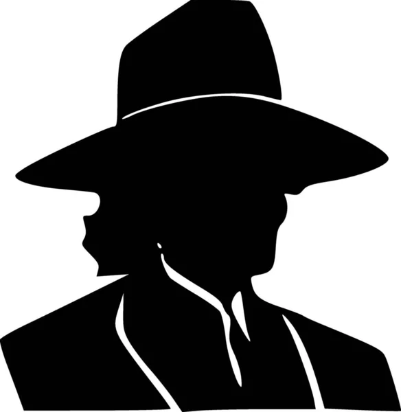 Ilustración Blanco Negro Hombre Con Sombrero —  Fotos de Stock