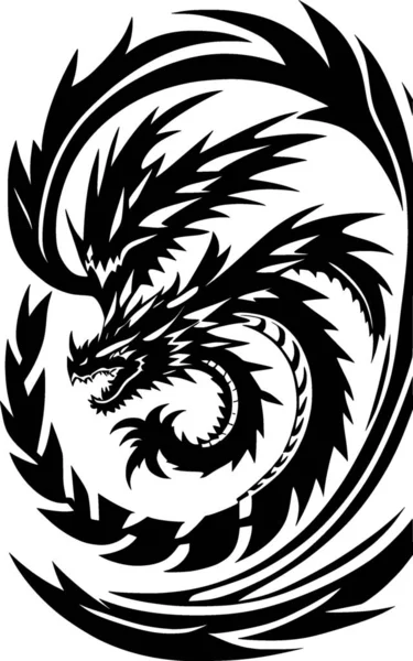 Illustration Abstraite Dragon Noir Blanc — Photo