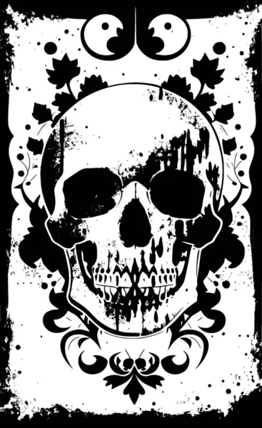 Grunge Lebka Černobílým Pozadím — Stock fotografie