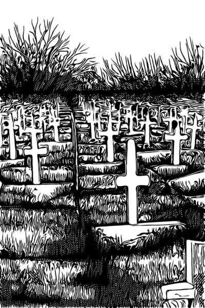 Black White Graveyard — Stock Photo, Image