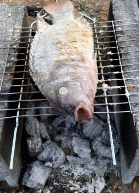 Izgarada tilapia balığı.
