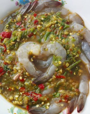 Lezzetli Asya yemeklerinin yakın görüntüsü