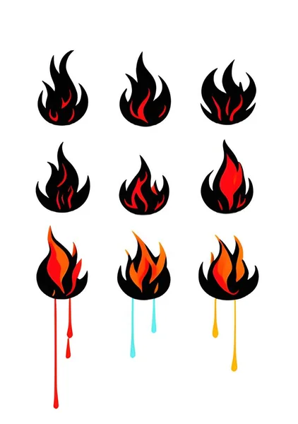Kolor Sztuki Ikony Ognia — Zdjęcie stockowe