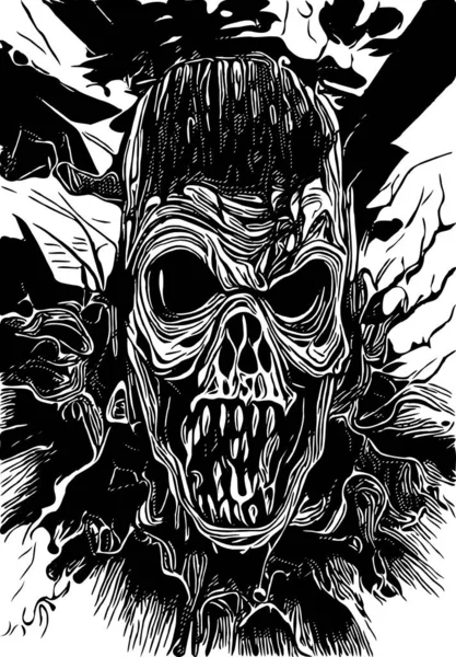 Czarny Biały Potwór Zombie — Zdjęcie stockowe