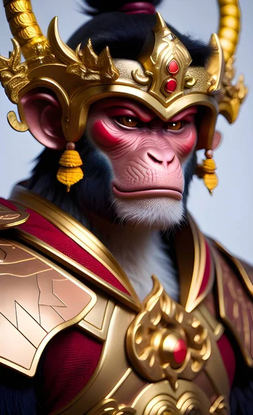close-up of a monkey king, isolated on a white background