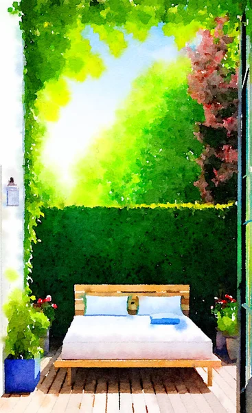 art color of bed in nature garden