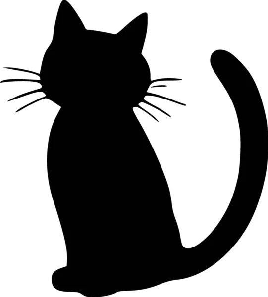 白色背景的黑猫轮廓 — 图库照片