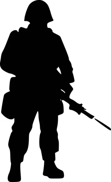 Черный Силуэт Солдата Пистолетом — стоковое фото