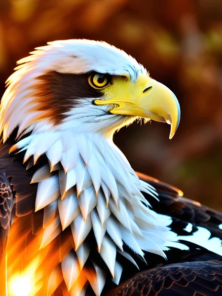 close up portrait of eagle face with wings in the wild