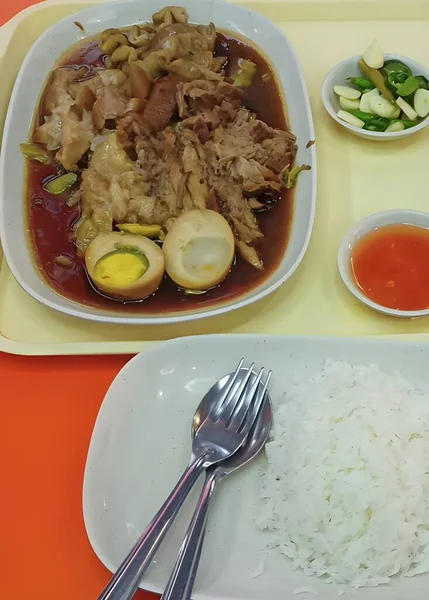 Lihat Lebih Dekat Makanan Asia Yang Lezat Bork Manis Direbus — Stok Foto