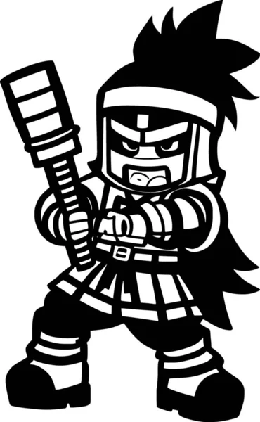 Ilustrasi Kartun Dari Seorang Ksatria Dengan Pedang — Stok Foto