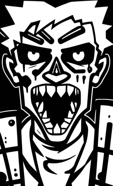 Preto Branco Zombie Monstro Desenhos Animados — Fotografia de Stock