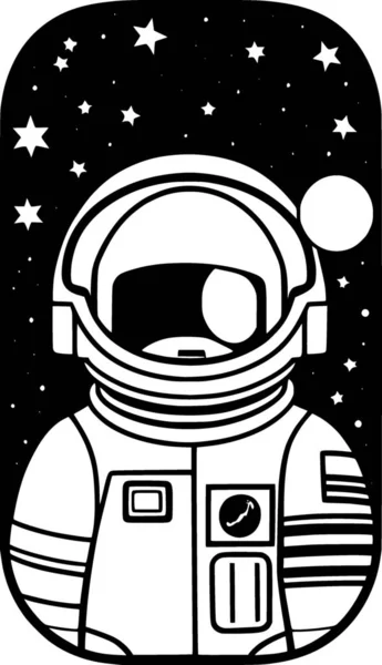 Blanco Negro Dibujos Animados Astronautas —  Fotos de Stock