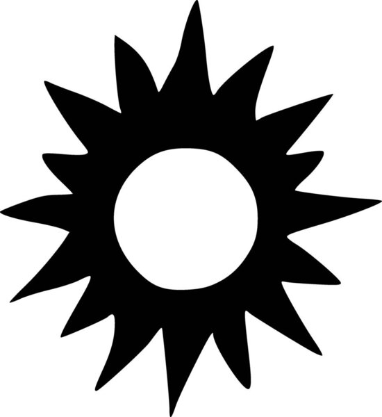 black and white of sun icon